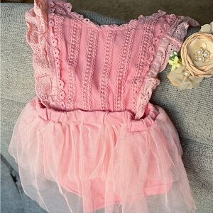 Pink Lace Tulle Baby Dress INTOM CASTLE